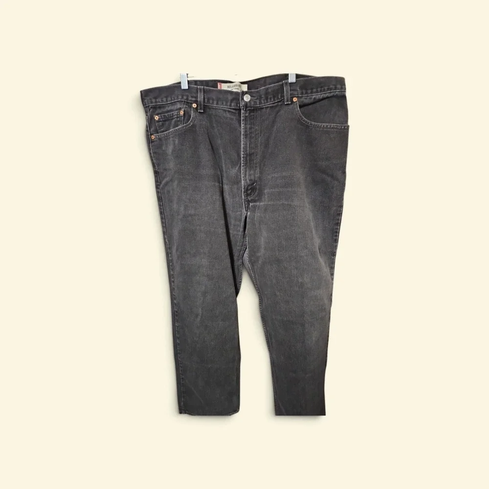Levis 550 Relaxed Fit Tapered Leg Jeans Mens 42x30 Faded Black Denim Pants 0363